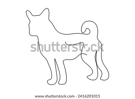 One continuous line drawing of cute dog. Isolated on white background vector illustration. Free vector