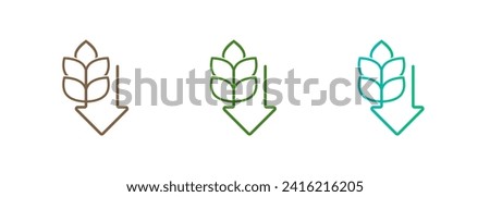 Icon low carb carbohydrates dietary food design symbol wheat grain and arrow down lower  Royalty-Free Stock Photo #2416216205