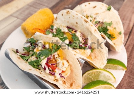 Grilled Shrimp Tacos on table 
