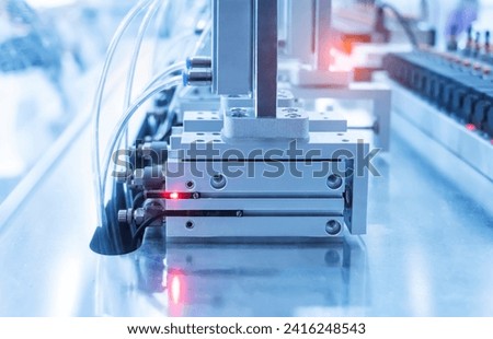 Automation Compressed Air Production, Air Cylinder Machine Mechanical Engineering Pneumatics Pneumatic Cylinders Royalty-Free Stock Photo #2416248543