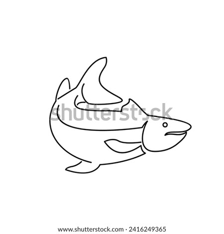 Salmon Fish outline illustration template