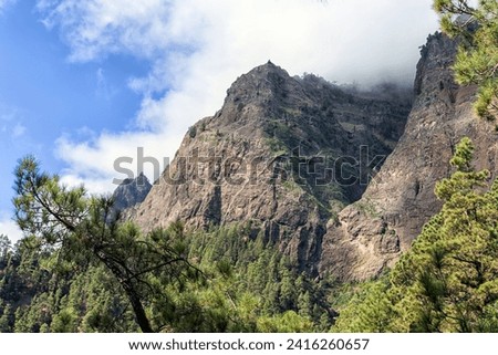 Hiking routes in the national park "Caldera de Taburiente" on the island of La Palma, Canaries, Spain.