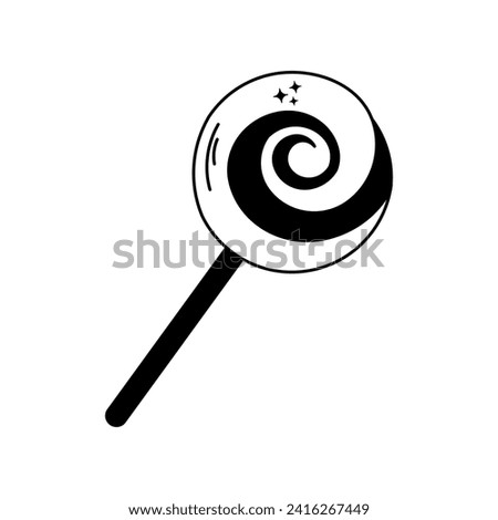 Sweets candies, lollipop Isolated doodle. Outline vector illustration. Icon sweet concept. Element for cover, simple linear icon, postcards, print, social media, web, coloring.