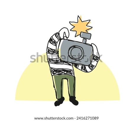 Illustration of a photographer and simple background
