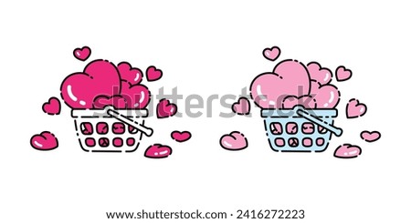 heart vector valentine icon basket cartoon logo symbol character doodle illustration symbol clip art red pink isolated