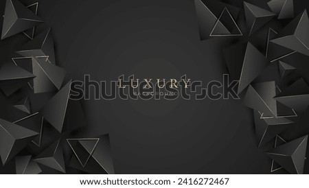 Realistic Black Luxury Background with Gold Triangle. Abstract Background and Backdrop in 3d Style with Polygons. Deluxe and Elegant Background Design Vector Illustration