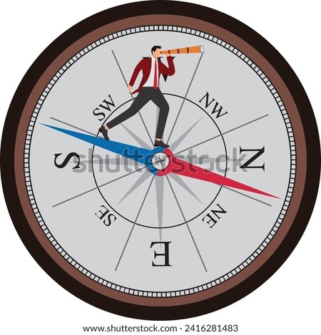 Looking, Navigational Compass, Global Positioning System, Businessman