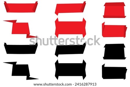 Red And black vector banners with shadow, speech bubble style, space for your text. Empty blank speech bubble label set, blank banner sign vector