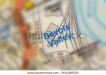 Bevois Valley, Southampton in Hampshire, England, UK atlas map town name of the area tilt-shift