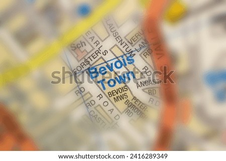 Bevois Town, Southampton in Hampshire, England, UK atlas map town name of the area tilt-shift