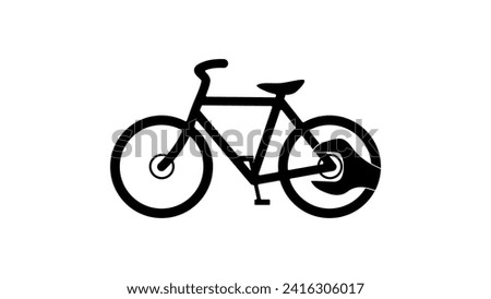 bicycle repair symbol, black isolated silhouette