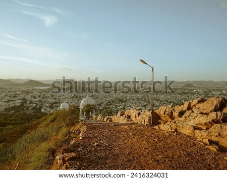 photo of udaipur view from a hill in india