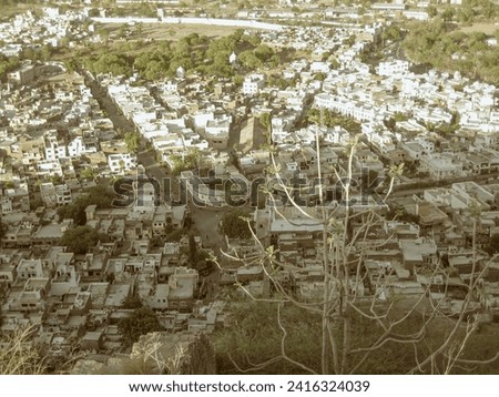 photo of udaipur view from a hill in india
