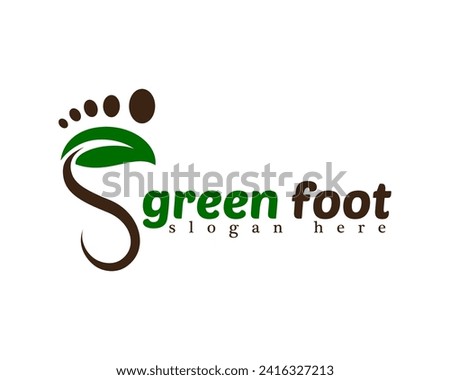 creative foot and leaf logo design template