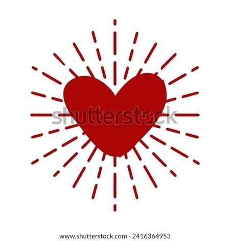 Shining Red Heart Icon Vector Illustration