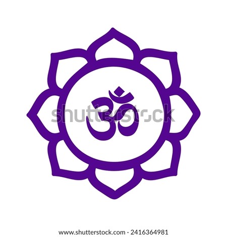 Om Sign On Lotus Flower