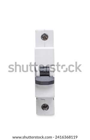 Automatic electrical switches circuit breaker on a white isolated background. Royalty-Free Stock Photo #2416368119