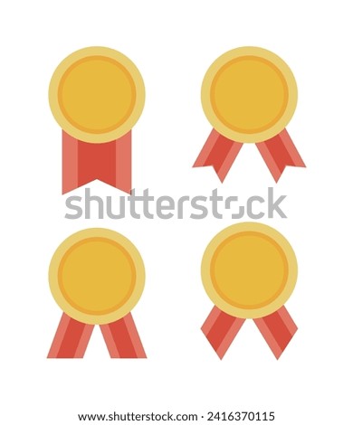 Set of golden badge illustration icons symbolizing certificate, championship, graduation, victory, best, congratulations, award, best, and success.