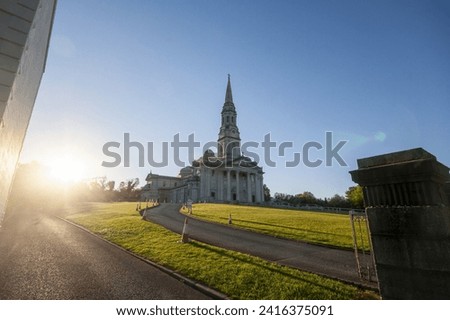 Picture of a historic church in England in the morning light in summer