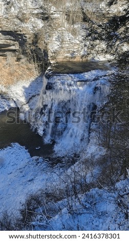 winter frozen icy waterfall background