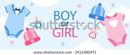 Gender Reveal Celebration Facebook Cover Isolated On White Background. Vector Illustration In Flat Style.