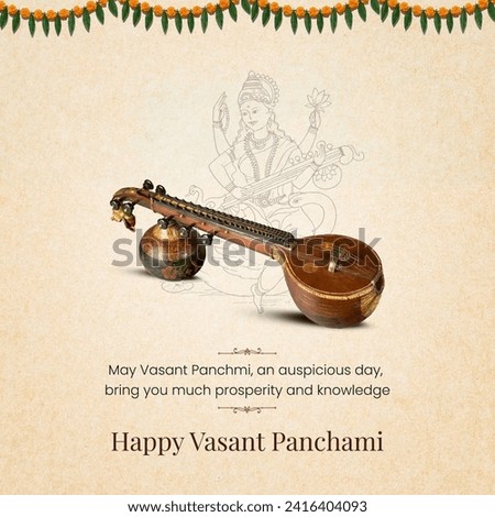 Happy Vasant Panchami Goddess Maa Saraswati Royalty-Free Stock Photo #2416404093