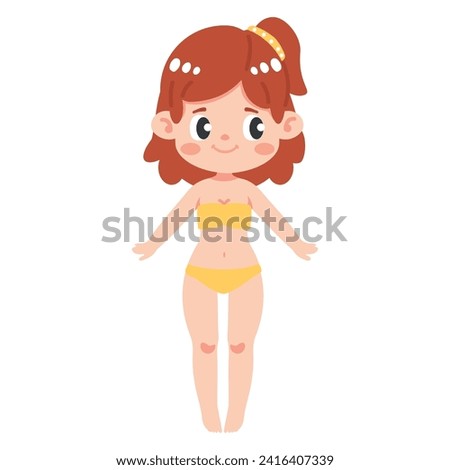 Kid girl human body cartoon vector