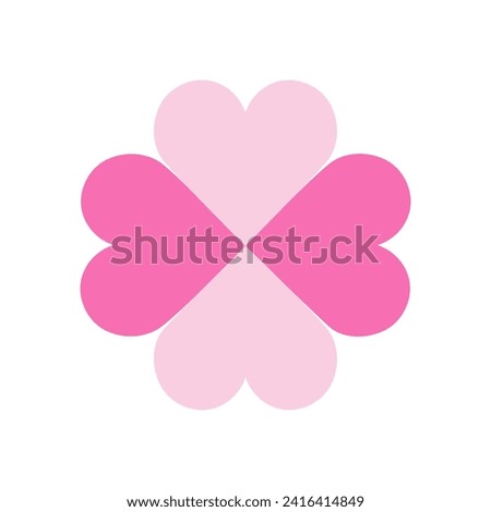 Four leaf clover icon. Cute Quatrefoil in shape of Heart. Symbol of St. Patrick, Casino, Good Luck, Valentines. Clover of heart shape. Foliage icon. Web site page and mobile app design vector element.
