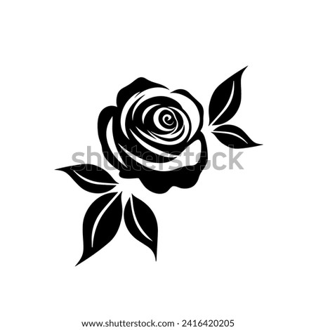 Rose on white background, vector illustration.	

