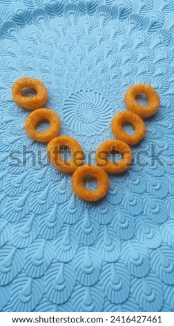 this is a picture of snacks on a blue background