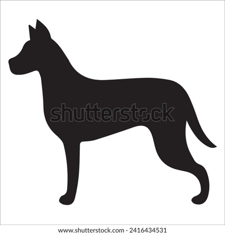 Vector silhouette of a dog on a white background. dog black image easy color change and size eps 10