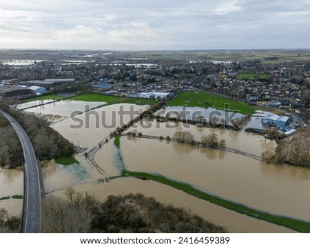 Winter 2024 floods in and around Oundle area river nene and a606