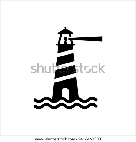 Lighthouse Icon, Light Tower For Navigational Aid Vector Art Illustration