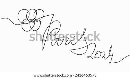 Handmade lettering Welcome to Paris. Vector clipart concept continuous line isolated on white bkgr.B and w design for poster,postcard,label,sticker,t-shirt,web,print,stamp,tattoo,etc.
