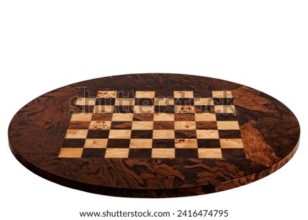 Round unique checkboard made from obsidian on an isolated white background