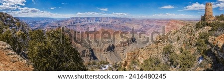 Desert View Watchtower  located on the South Rim of the Grand Canyon within Grand Canyon National Park in Arizona, United States. Royalty-Free Stock Photo #2416480245