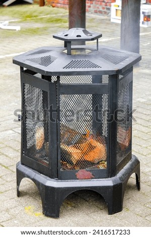 Campfire in an outdoor oven charcoal in Klushof Lehe Bremerhaven Bremen Germany.