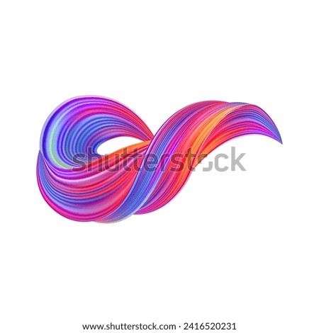 3d Brushstroke multicolor gradient texture brush ribbon isolated on white. abstract colorful wave flow design elements. Vector illustration