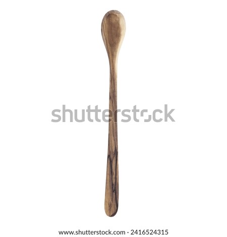wooden spoon isolated on white background, olive wood, with clipping path. large spoon of olive wood on isolated background.