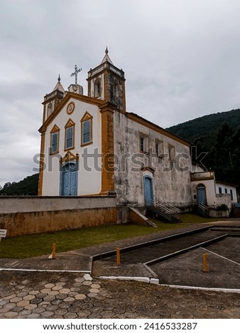 Igreja Nossa Senhora da Lapa, Ribeirão da Ilha, Florianópolis, Santa Catarina, Brazil. December, 31, 2023. A view of an old and beautiful Azorean 1763 Church. One of the main tourists destination