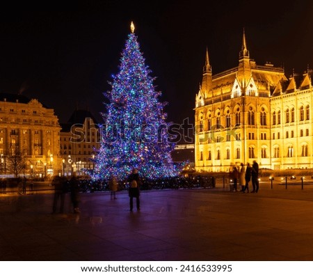 Christmas three of Hungary at the Kossuth square in Budapest Royalty-Free Stock Photo #2416533995