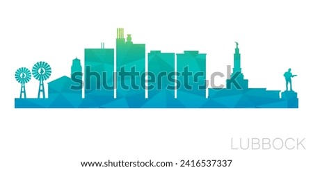 Lubbock, TX, USA Low Poly Skyline Clip Art City Design. Geometric Polygon Graphic Horizon Icon. Vector Illustration Symbol.
