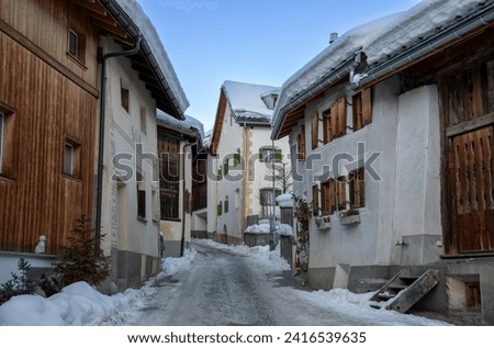 Scuol in. Winter, Alps, Swiss Royalty-Free Stock Photo #2416539635