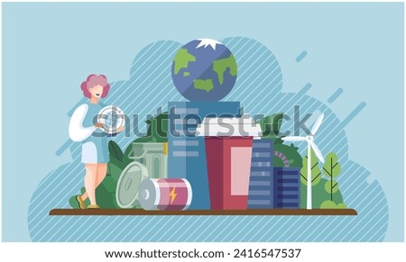 Nature pollution. Vector illustration. The danger nature pollution extends to all living organisms on Earth Contaminated water sources pose significant risk to public health Harmful toxins Royalty-Free Stock Photo #2416547537