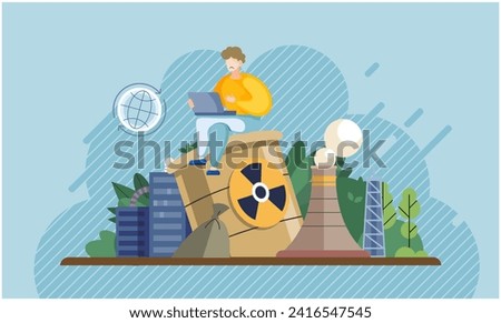 Nature pollution. Vector illustration. The delicate balance ecosystem is threatened by pollution Climate change is consequence environmental degradation and pollution Contamination natural resources