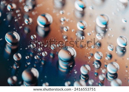 Capturing the Serene and Peaceful Beauty of Water Droplets on a Reflective Surface through Macro Photography and High Resolution Art Photography