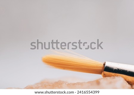 Capturing the Artistic Flair: Macro Close-Up of Synthetic Bristles on a Paintbrush with Gentle Touch and Subtle Background