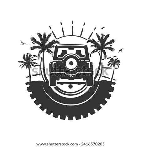 Off Road Wheel Illustration Clip Art Design Shape. Beach Silhouette Icon Vector.
