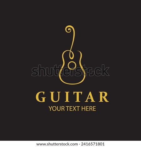 emblem of gold guitar isolated on black background