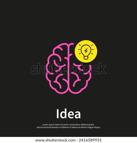 
Creative idea brain line icon. Brain with light bulb. Thin sign of innovation, solution, education logo. Logo template. Vector illustration eps 10.